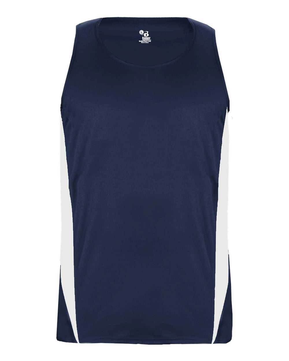 Badger Sport 2667 Stride Youth Singlet - Navy White - HIT a Double - 1