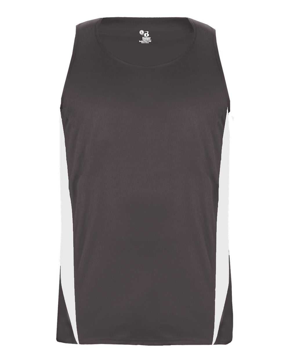Badger Sport 2667 Stride Youth Singlet - Graphite White - HIT a Double - 1