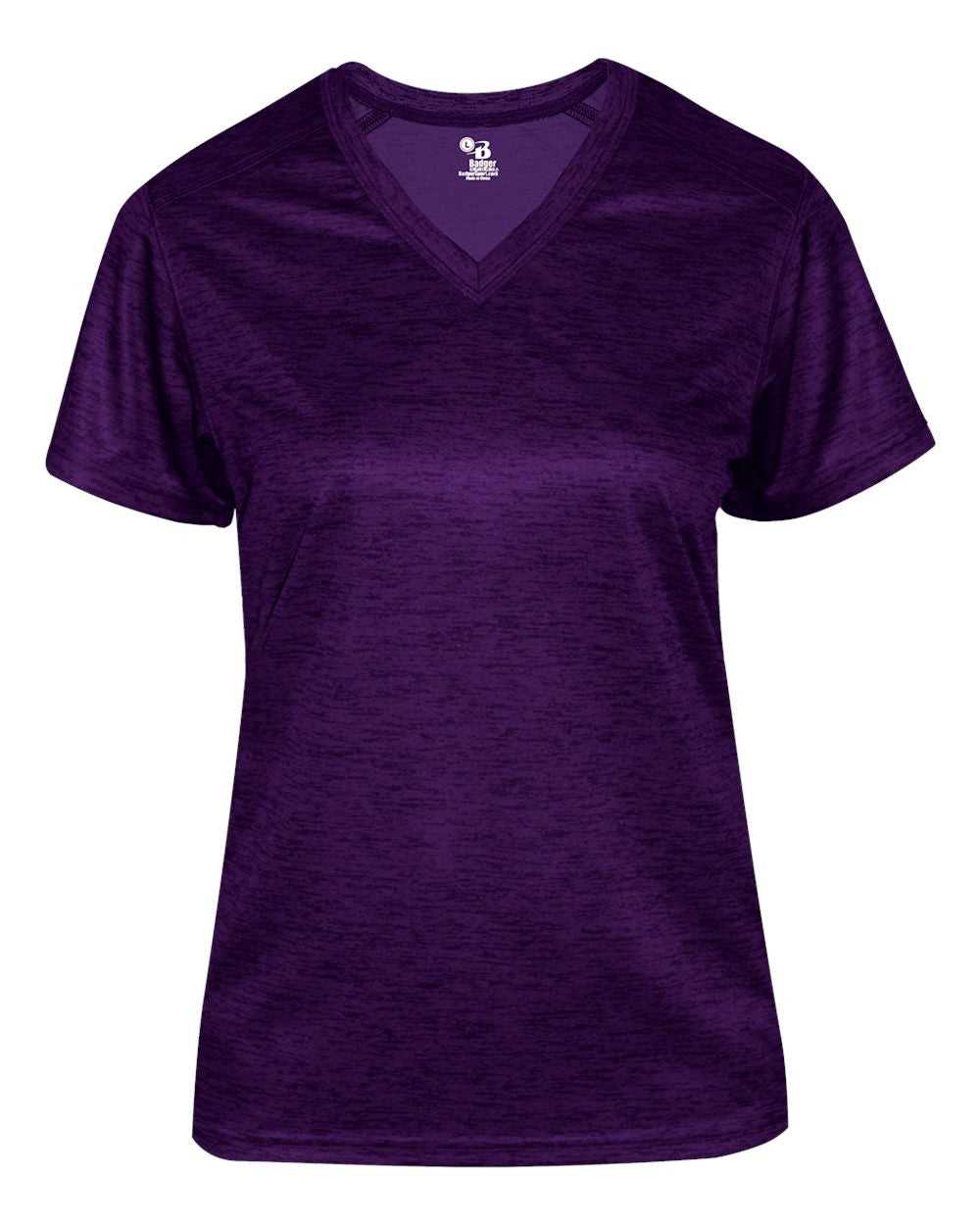 Badger Sport 4175 Tonal Blend Ladies V-neck Tee - Purple Tonal Blend - HIT a Double - 1