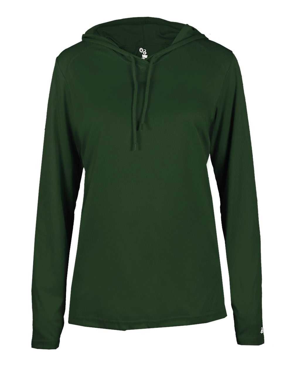 Badger Sport 4165 B-Core Long Sleeve Ladies Hoodie Tee - Forest - HIT a Double - 1