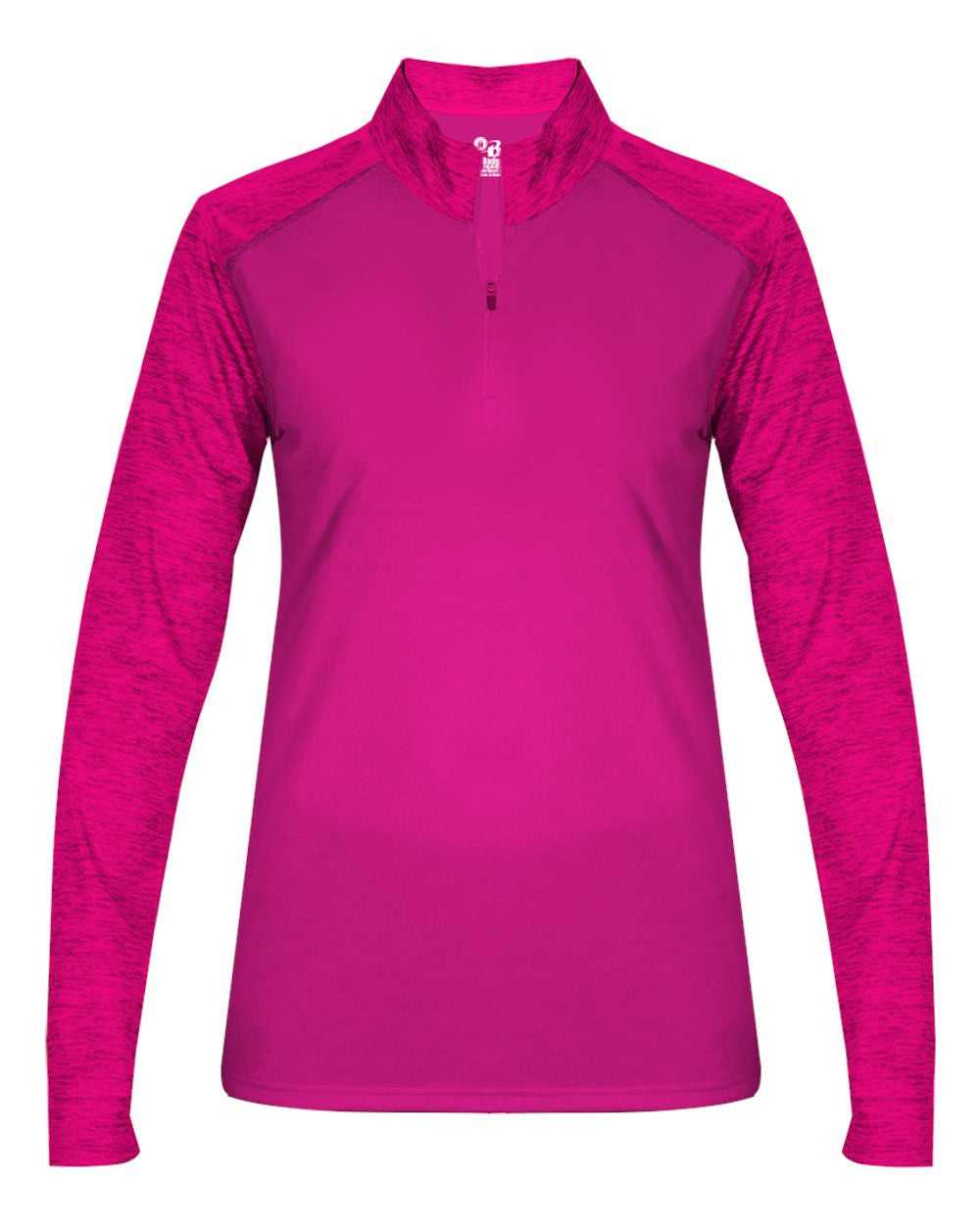 Badger Sport 4179 Sport Tonal Blend Ladies 1/4 Zip - Hot Pink Hot Pink Tonal Blend - HIT a Double - 1