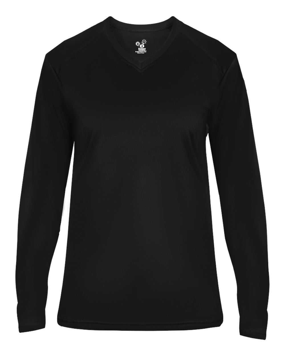 Badger Sport 4064 Ultimate Softlock V-neck Ladies Long Sleeve Tee - Black - HIT a Double - 1