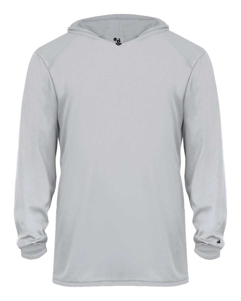 Badger Sport 2105 B-Core Long Sleeve Youth Hoodie Tee - Silver - HIT a Double - 1