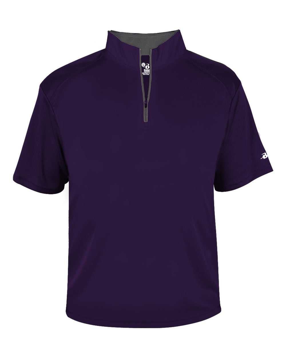 Badger Sport 4199 B-Core Short Sleeve 1/4 Zip - Purple Graphite - HIT a Double - 1