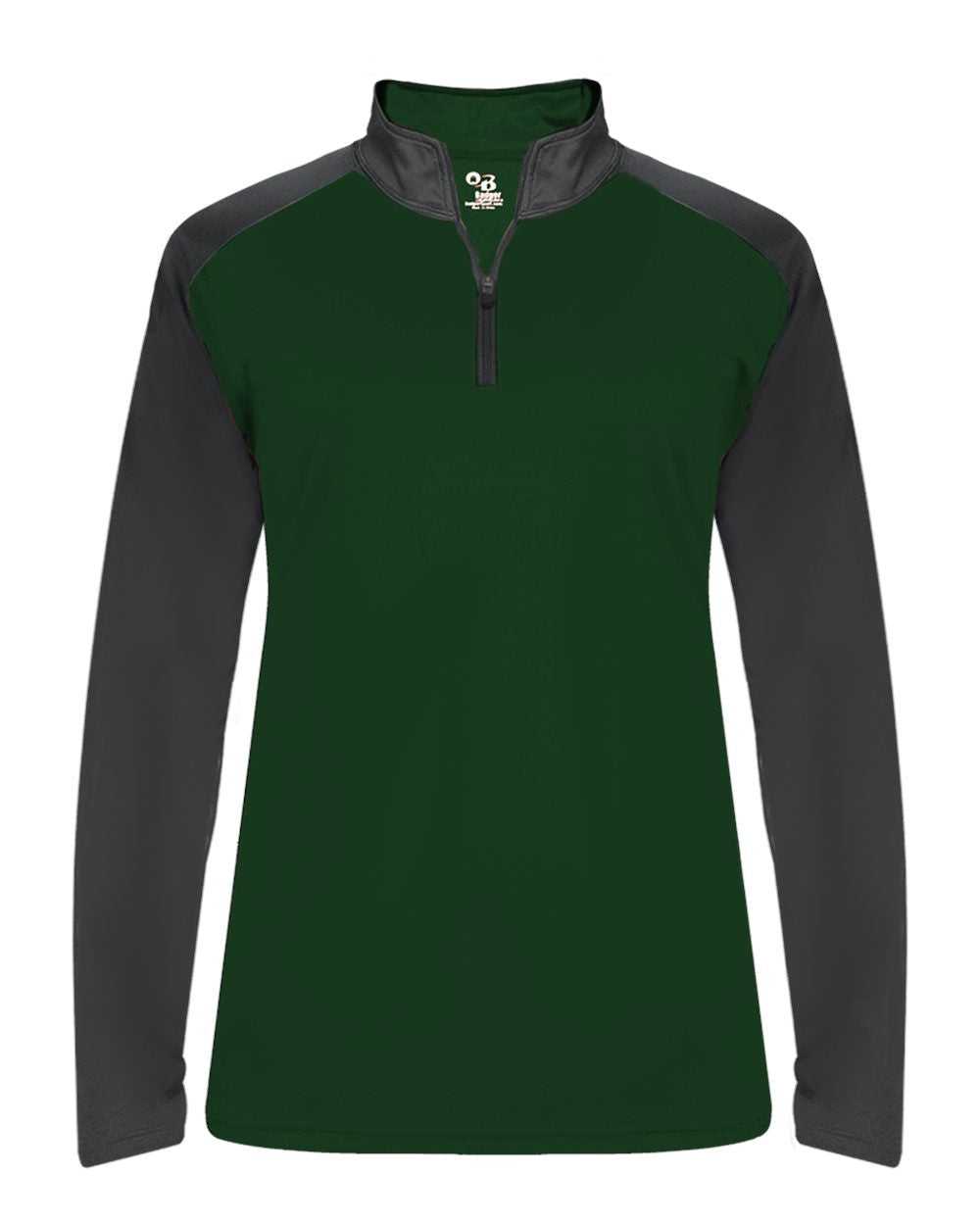Badger Sport 4008 Ultimate Softlock Sport Ladies 1/4 Zip - Forest Graphite - HIT a Double - 1