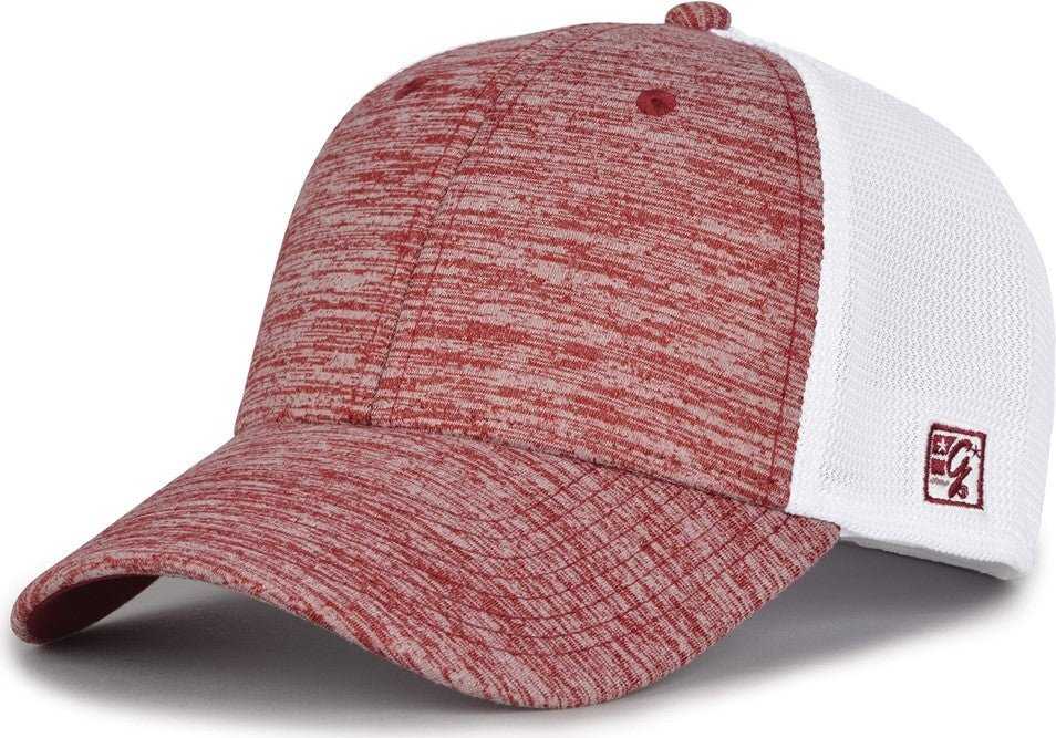 The Game GB444 Athletic Heather and Diamond Mesh Cap - Cardinal - HIT A Double