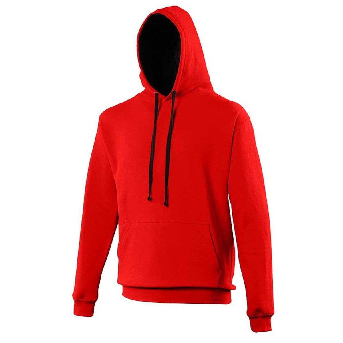 Just Hoods JHA003 Varsity Contrast Hoodie - Fire Red Jet Black - HIT a Double