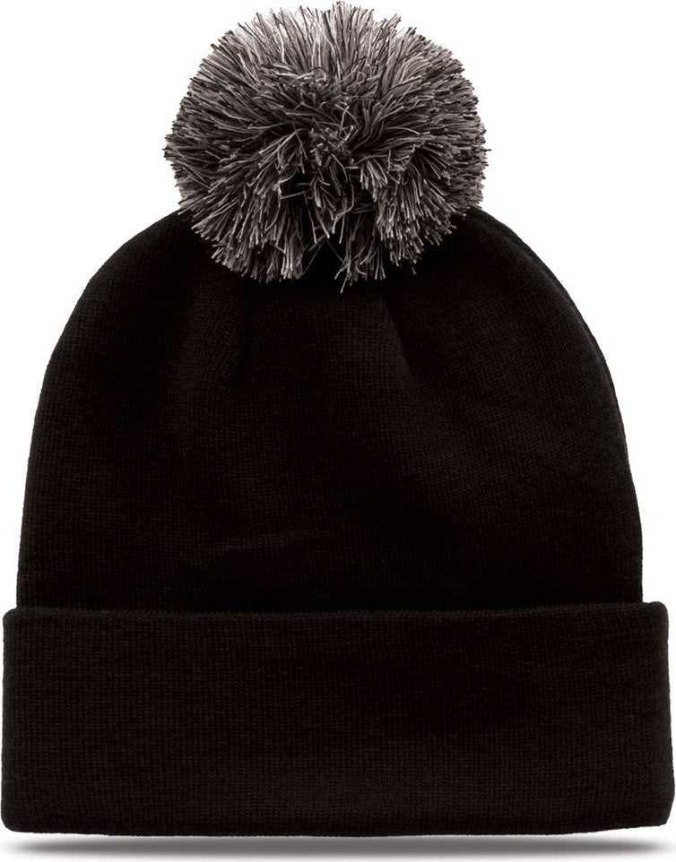 The Game GB461 Roll Up Beanie with Pom - Black - HIT A Double