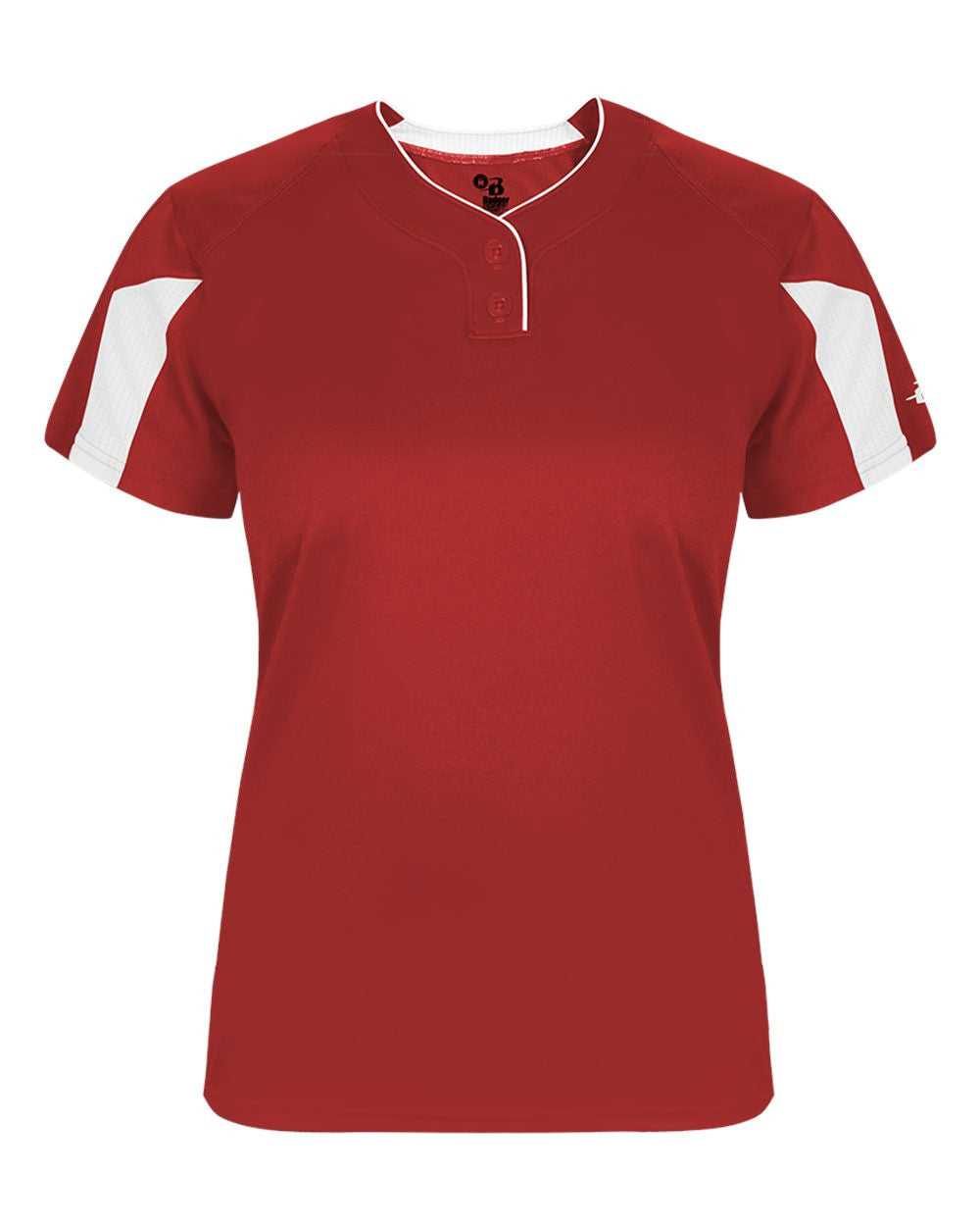 Badger Sport 6176 Striker Ladies Placket - Red White - HIT a Double - 1