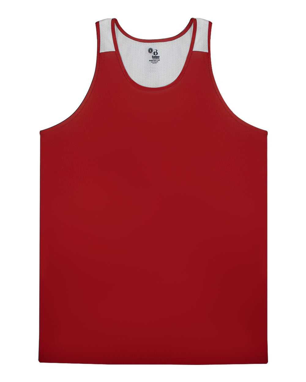 Badger Sport 2668 Youth Ventback Singlet - Red White - HIT a Double - 1