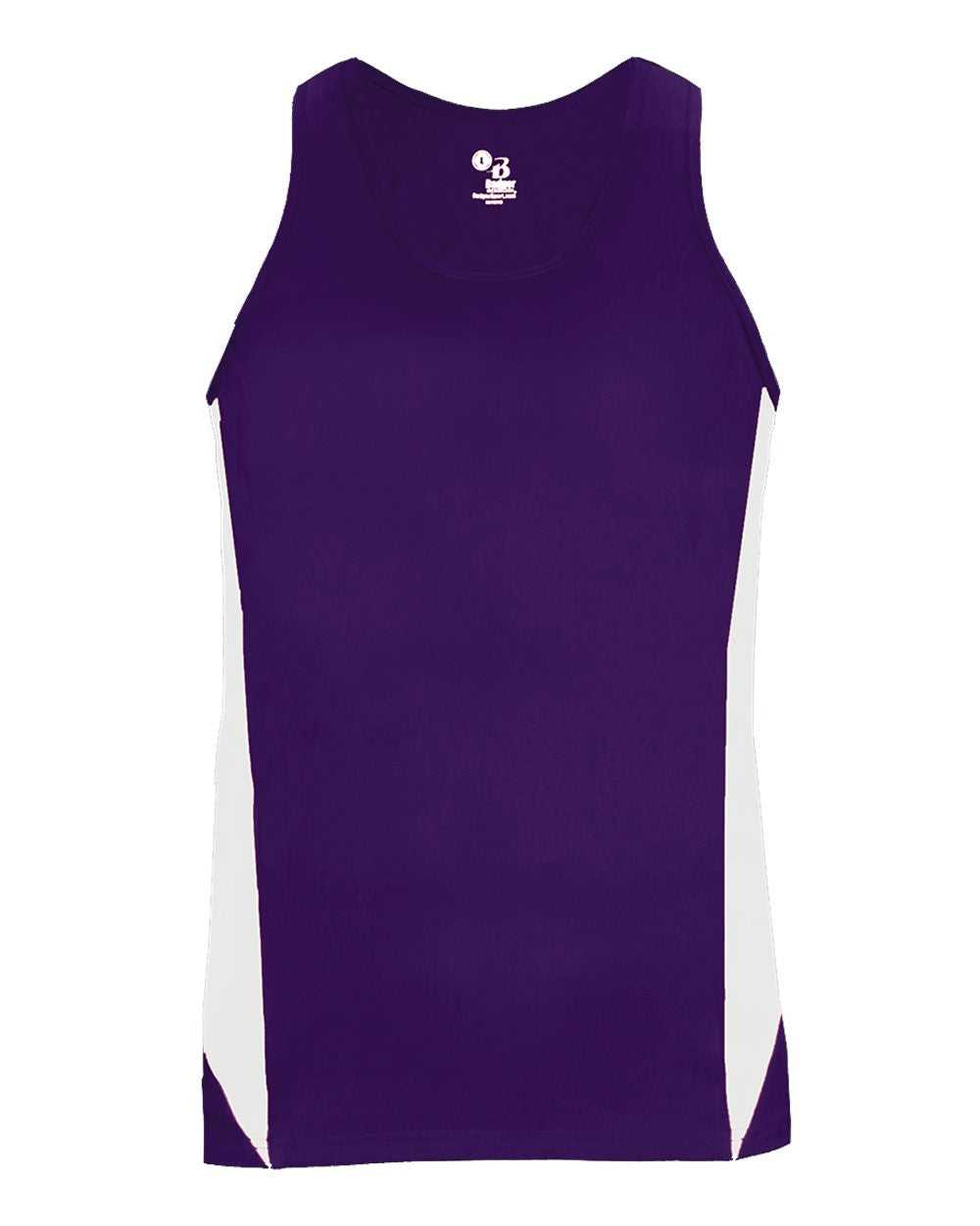 Badger Sport 8967 Stride Ladies Singlet - Purple White - HIT a Double - 1