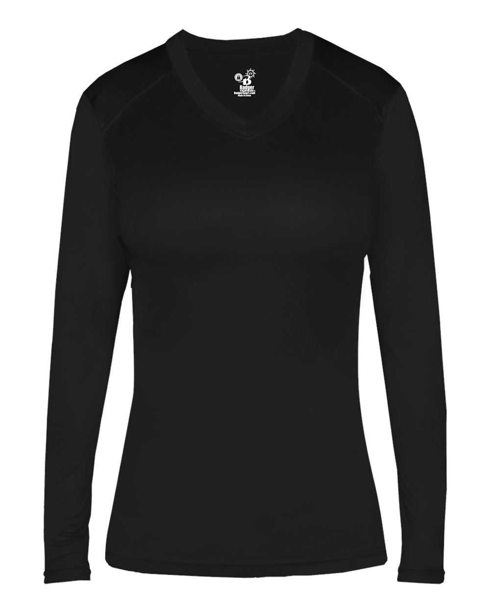 Badger Sport 6464 Ultimate Softlock Fitted Ladies Long Sleeve Tee - Black - HIT a Double - 1