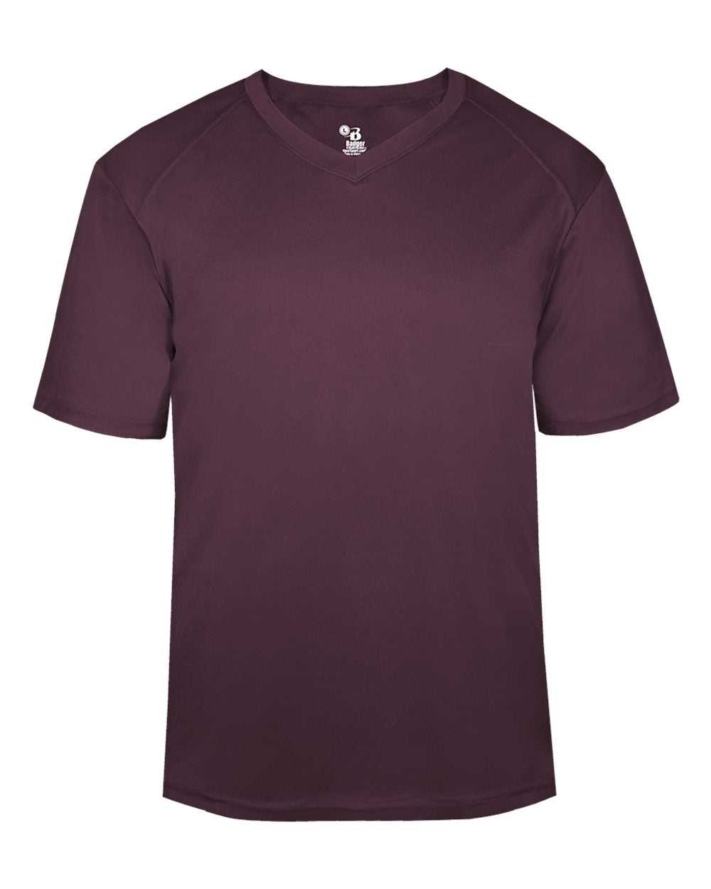 Badger Sport 4124 B-Core V-neck Tee - Maroon - HIT a Double - 1