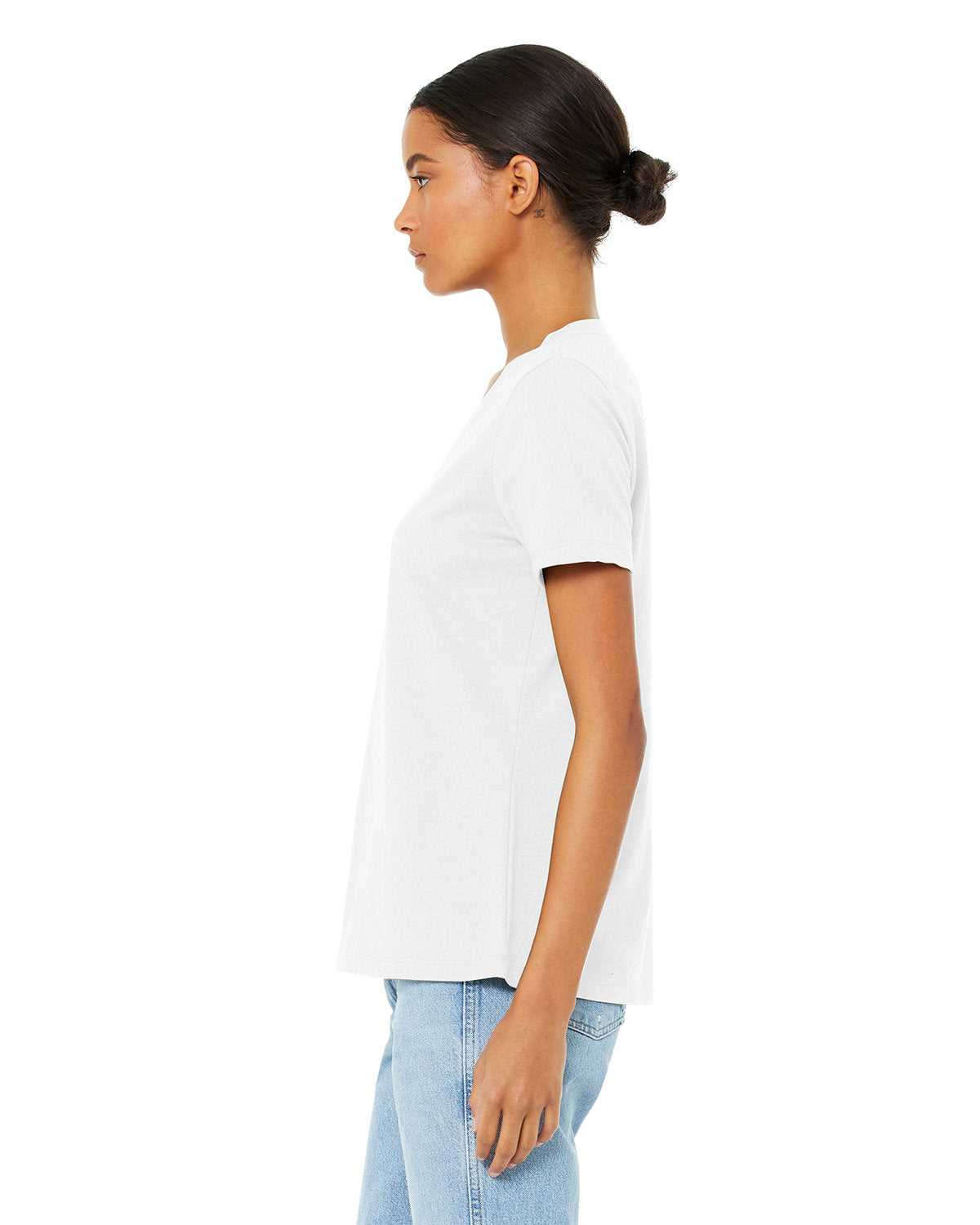 Bella + Canvas 6405CVC Women's Relaxed Heather CVC V-Neck Tee - Solid White Blend - HIT a Double - 1