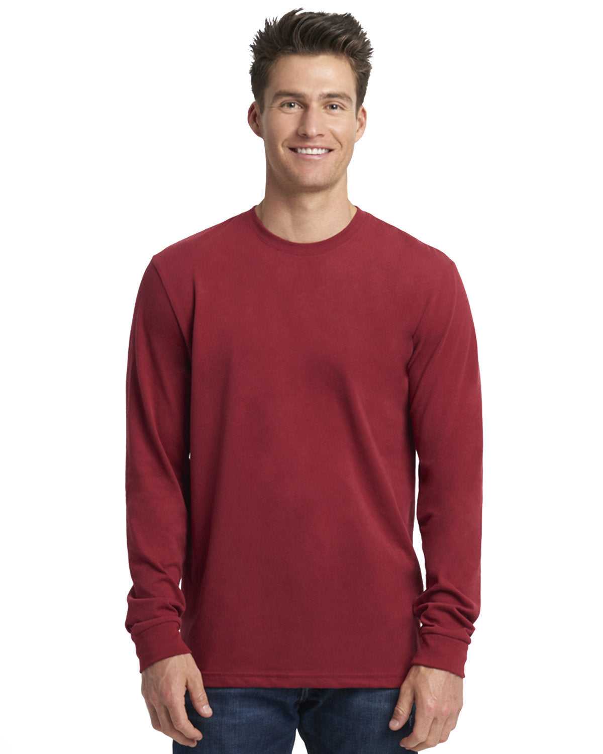 Next Level 6411 Sueded Long Sleeve Crew - Cardinal - HIT a Double - 1