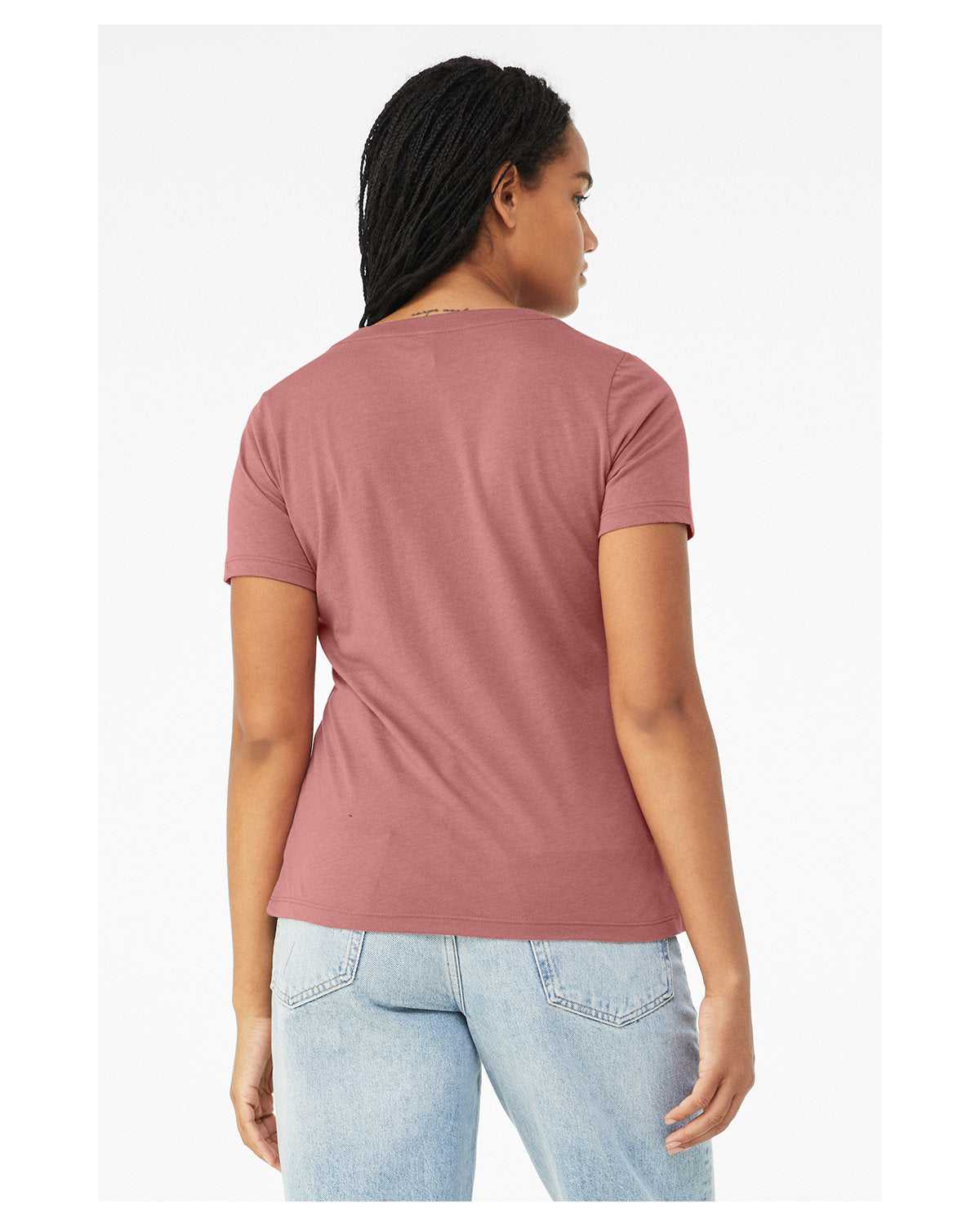 Bella + Canvas 6415 Women's Relaxed Triblend Short Sleeve V-Neck Tee - Mauve Triblend - HIT a Double - 1