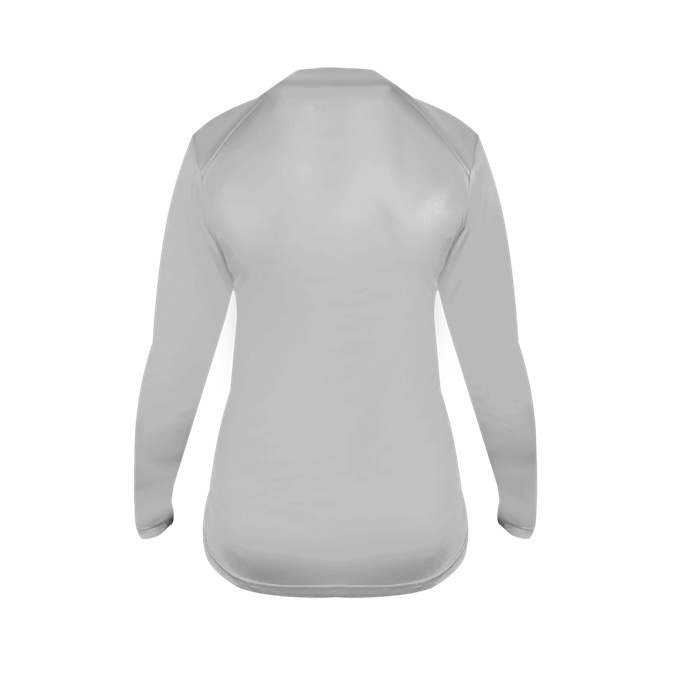 Badger Sport 6464 Ultimate Softlock Fitted Ladies Long Sleeve Tee - Silver - HIT a Double - 3