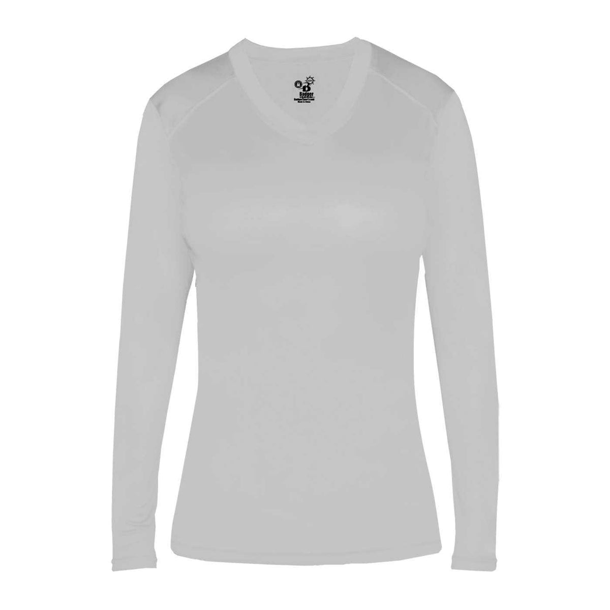 Badger Sport 6464 Ultimate Softlock Fitted Ladies Long Sleeve Tee - Silver - HIT a Double - 1