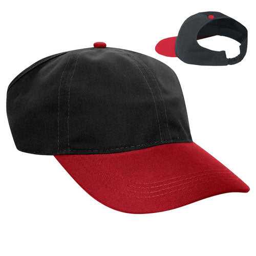 OTTO 69-291 Brushed Cotton Twill Ponytail Low Profile Pro Style Soft Crown Cap - Red Black - HIT a Double - 1
