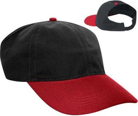 OTTO 69-291 Brushed Cotton Twill Ponytail Low Profile Pro Style Soft Crown Cap - Red Black - HIT a Double - 1
