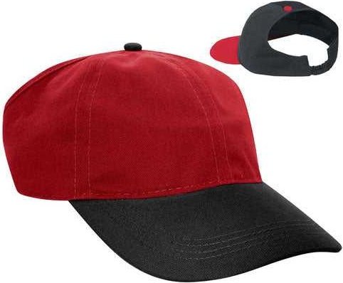 OTTO 69-291 Brushed Cotton Twill Ponytail Low Profile Pro Style Soft Crown Cap - Black Red - HIT a Double - 1