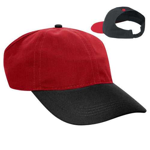 OTTO 69-291 Brushed Cotton Twill Ponytail Low Profile Pro Style Soft Crown Cap - Black Red - HIT a Double - 1