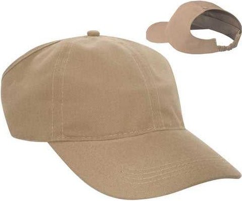 OTTO 69-291 Brushed Cotton Twill Ponytail Low Profile Pro Style Soft Crown Cap - Khaki - HIT a Double - 1