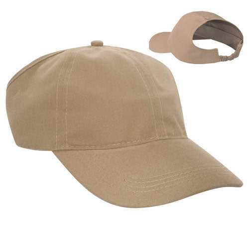 OTTO 69-291 Brushed Cotton Twill Ponytail Low Profile Pro Style Soft Crown Cap - Khaki - HIT a Double - 1