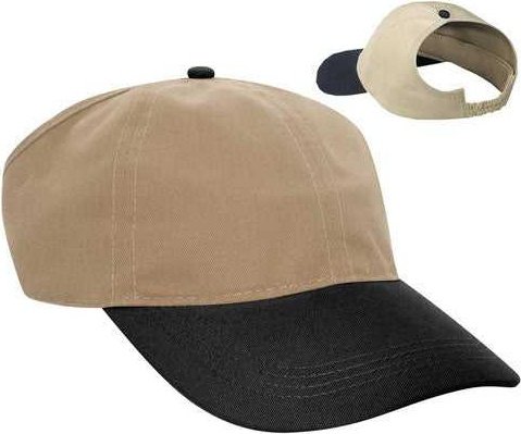 OTTO 69-291 Brushed Cotton Twill Ponytail Low Profile Pro Style Soft Crown Cap - Black Khaki - HIT a Double - 1