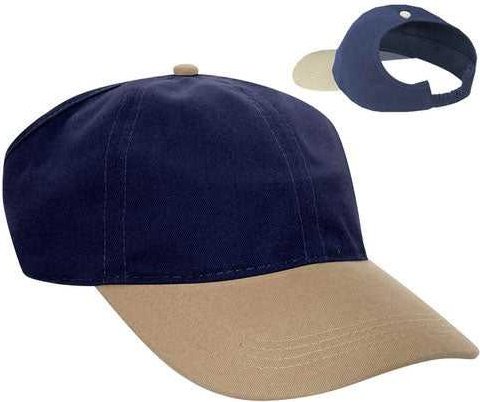 OTTO 69-291 Brushed Cotton Twill Ponytail Low Profile Pro Style Soft Crown Cap - Khaki Navy - HIT a Double - 1