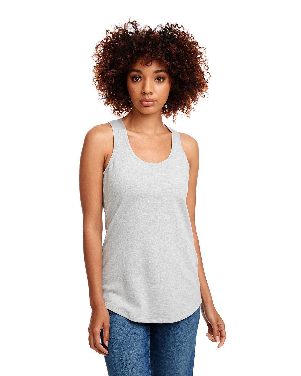 Next Level 6933 Womens Lightweight French Terry Racerback Tank - Heather Gray - HIT a Double - 1