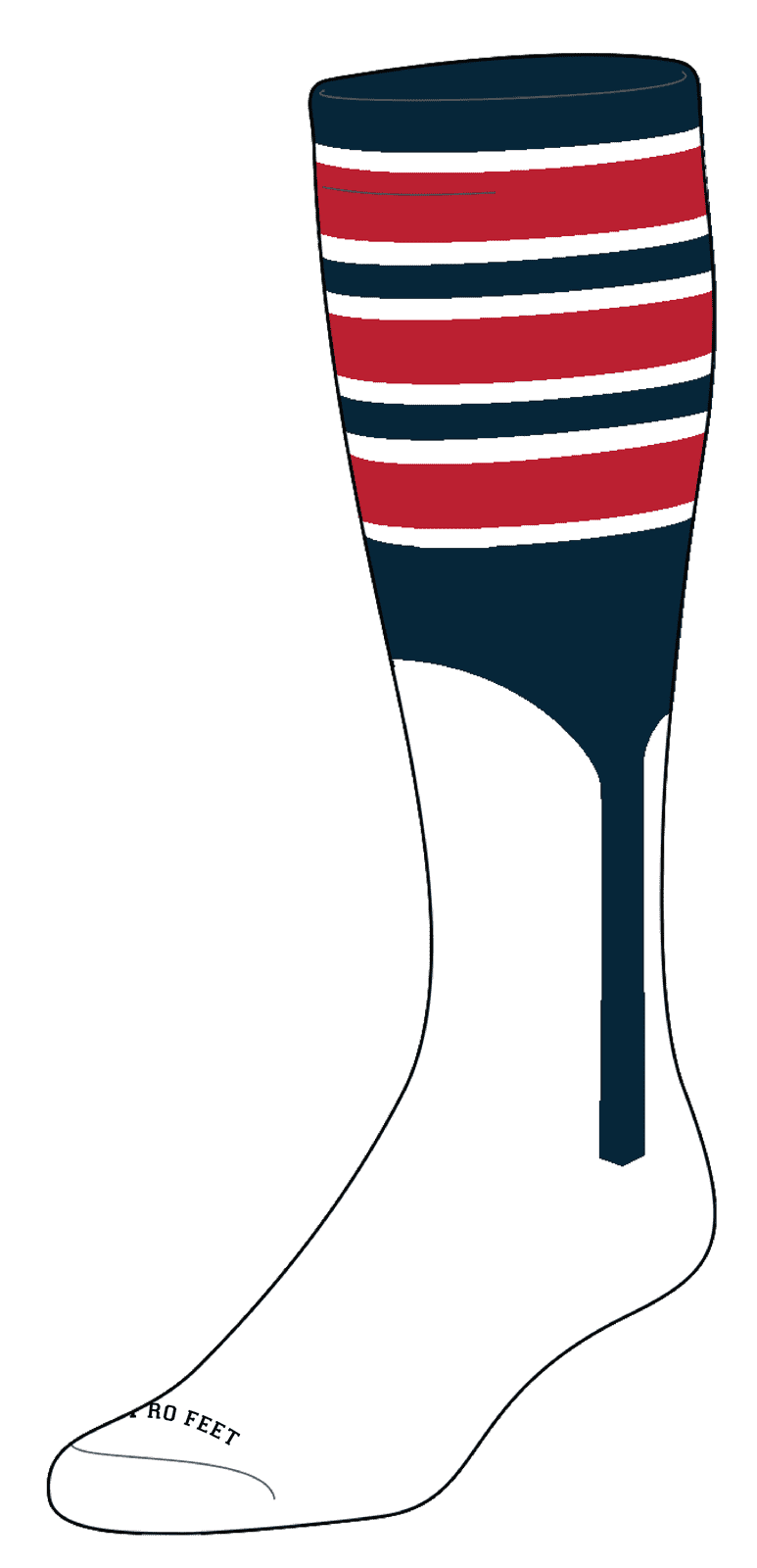 Pro Feet 2-1 Knee High Stirrup Socks - Navy White Scarlet - HIT a Double