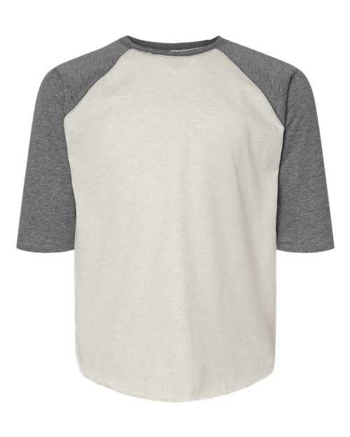 Lat 6130 Youth Baseball Fine Jersey Three-Quarter Sleeve Tee - Natural Heather Granite Heather - HIT a Double - 1