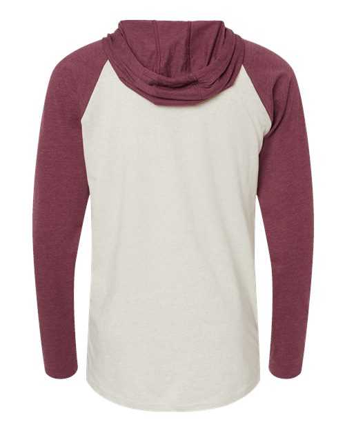 Lat 6917 Fine Jersey Hooded Long Sleeve Raglan T-Shirt - Natural Heather Vintage Burgundy Natural - HIT a Double - 2