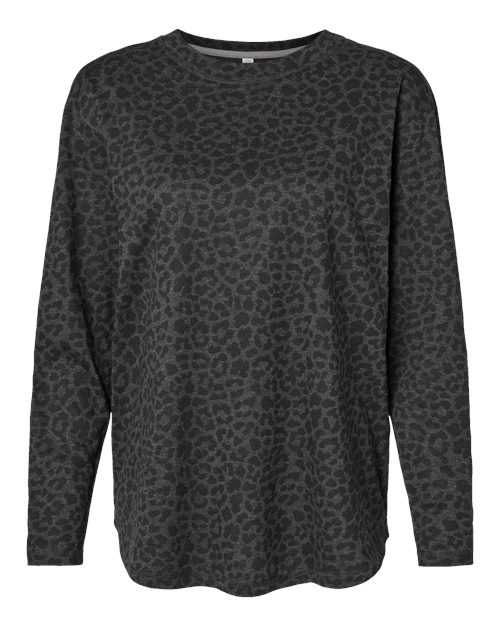 Lat 3508 Ladies&#39; Relaxed Fine Jersey Long Sleeve Tee - Black Leopard - HIT a Double - 2