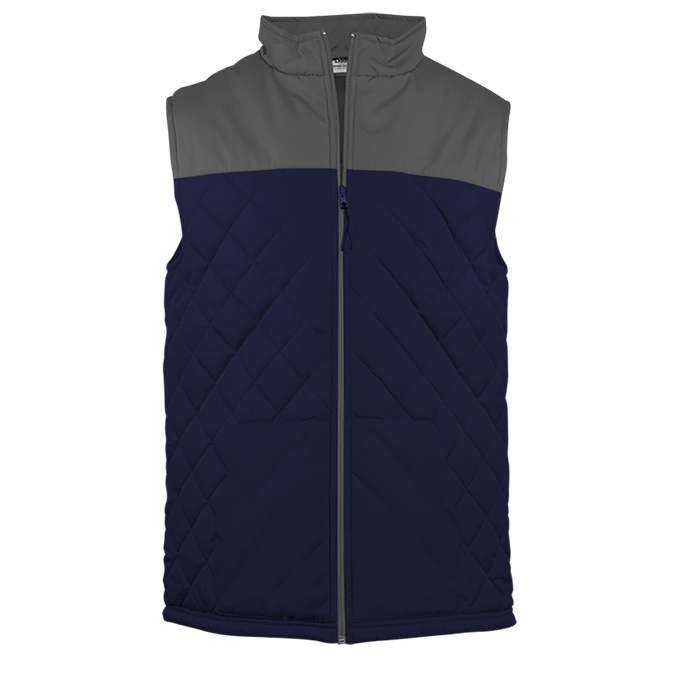 Badger Sport 7661 Colorblock Quilted Vest - Navy Graphite - HIT a Double - 1