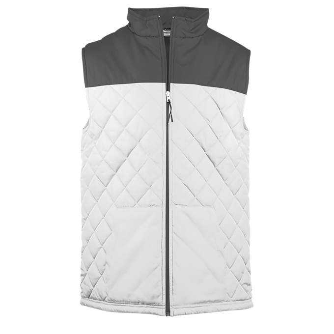 Badger Sport 7661 Colorblock Quilted Vest - White Graphite - HIT a Double - 1