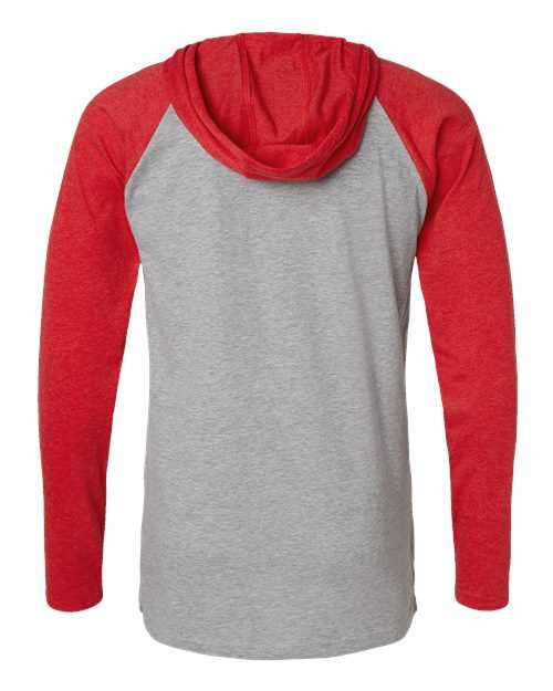 Lat 6917 Fine Jersey Hooded Long Sleeve Raglan T-Shirt - Vintage Heather Vintage Red White - HIT a Double - 2