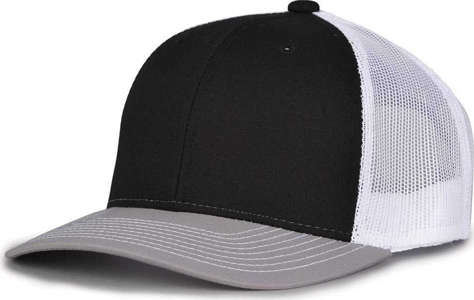 The Game GB452E Everyday Trucker Cap - Black Gray White - HIT a Double