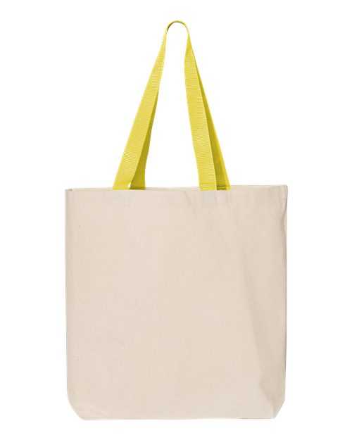 Q-Tees Q4400 11L Canvas Tote with Contrast-Color Handles - Natural Yellow - HIT a Double - 2