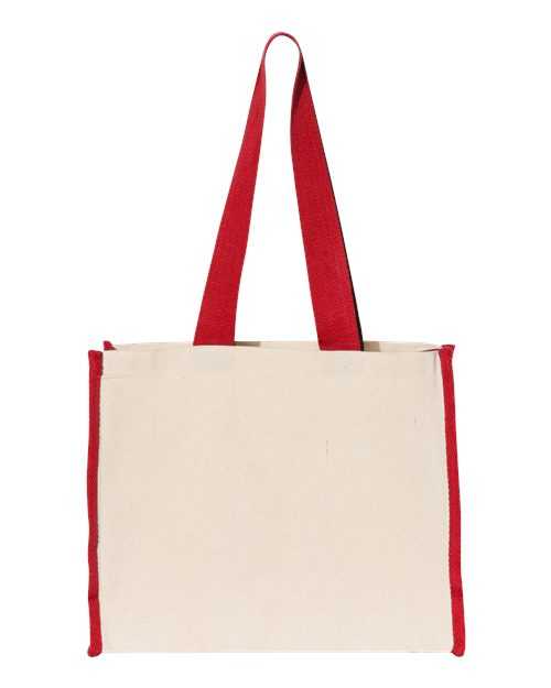 Q-Tees Q1100 14L Tote with Contrast-Color Handles - Natural Red - HIT a Double - 2