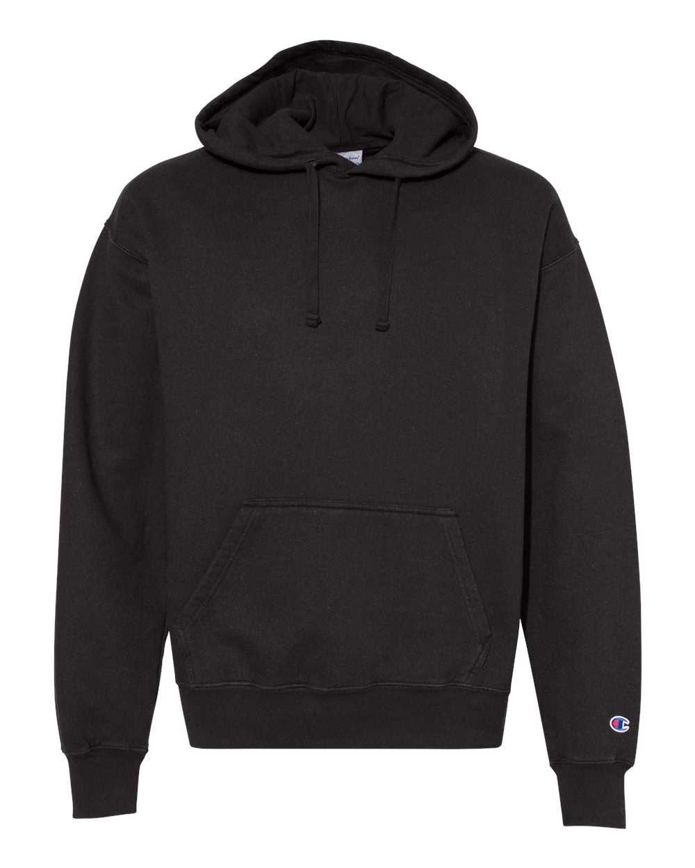 Champion CD450 Garment Dyed Hooded Sweatshirt - Black - HIT a Double - 4