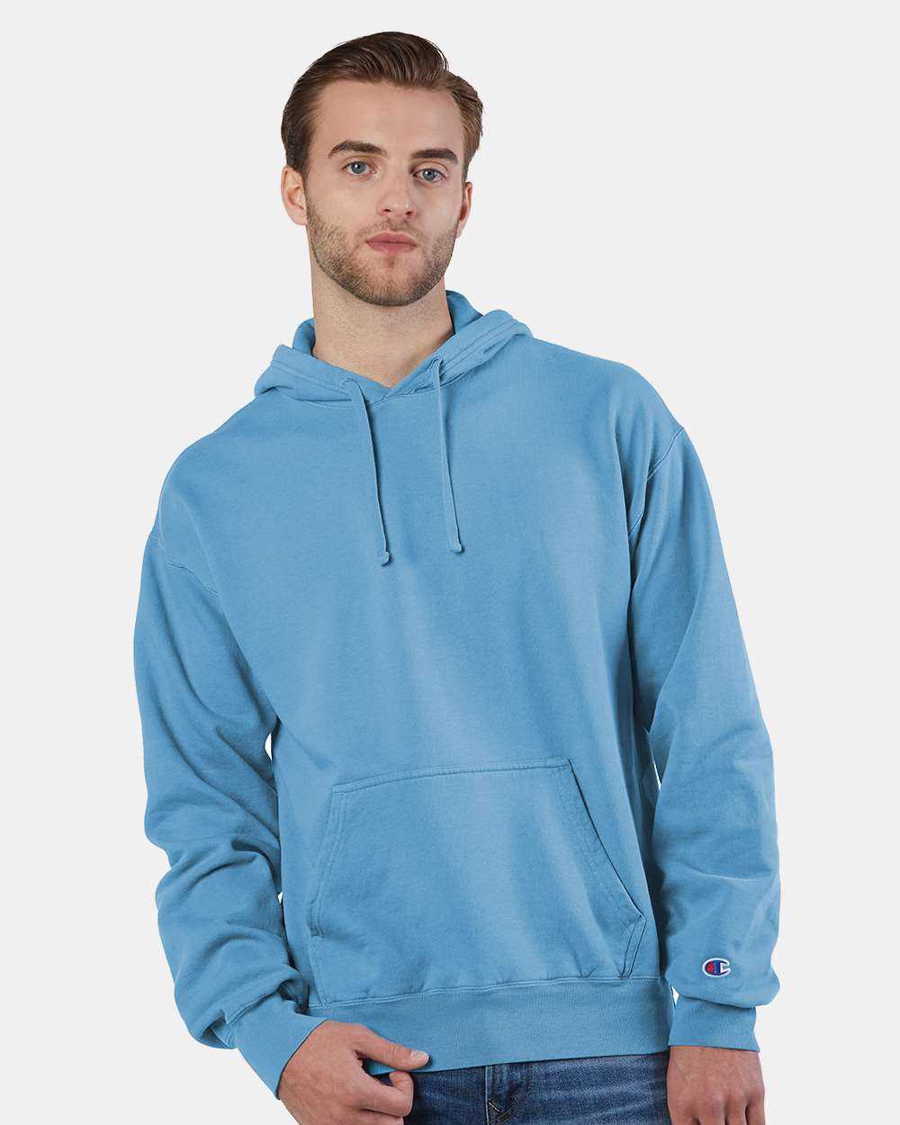 Champion CD450 Garment Dyed Hooded Sweatshirt - Delicate Blue - HIT a Double - 1