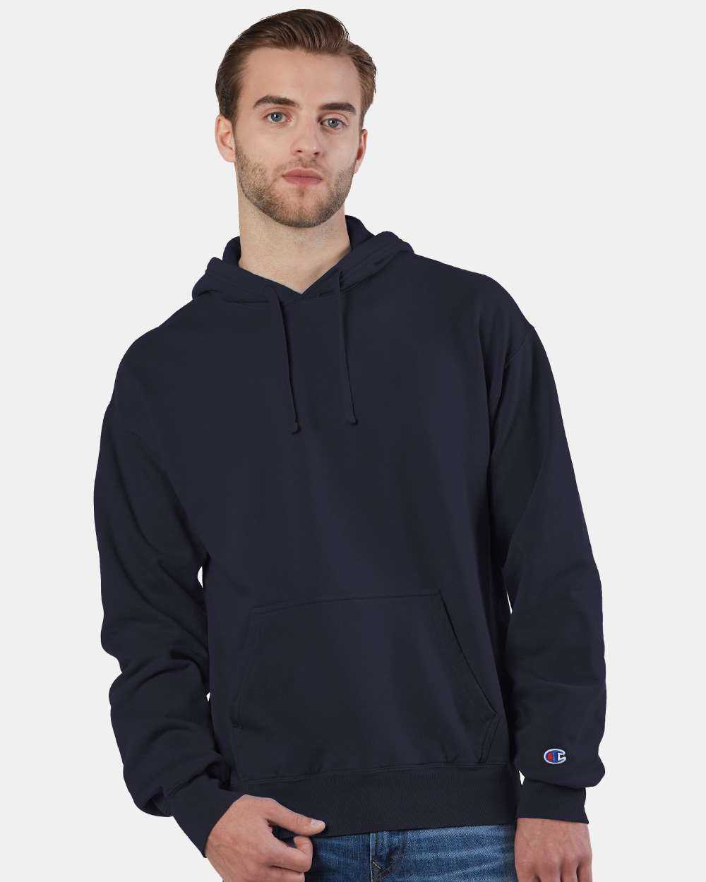 Champion CD450 Garment Dyed Hooded Sweatshirt - Navy - HIT a Double - 1