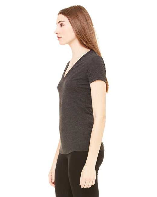 Bella + Canvas 8435 Ladies' Triblend Short-Sleeve Deep V-Neck T-Shirt - Char-Black Tribend - HIT a Double
