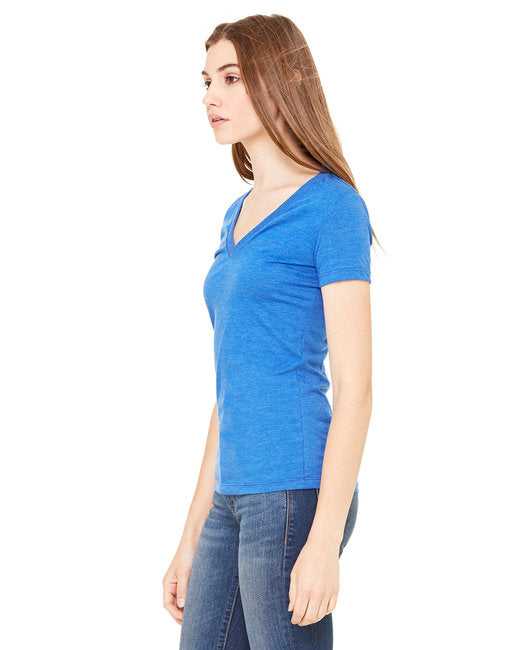 Bella + Canvas 8435 Ladies' Triblend Short-Sleeve Deep V-Neck T-Shirt - True Royal Trbln - HIT a Double