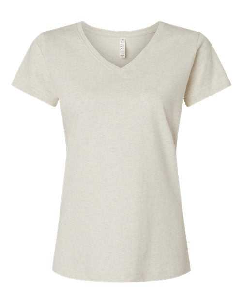 Lat 3507 Women's V-Neck Fine Jersey Tee - Natural Heather - HIT a Double - 1