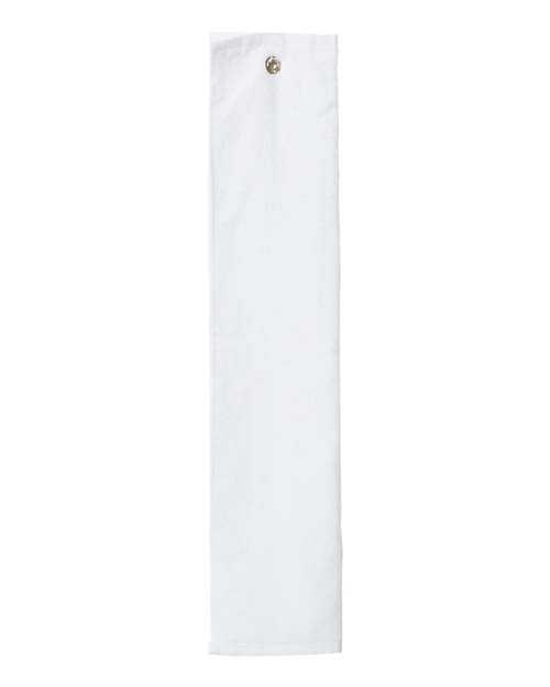 Carmel Towel Company C162523TGH Trifold Golf Towel with Grommet - White - HIT a Double - 1