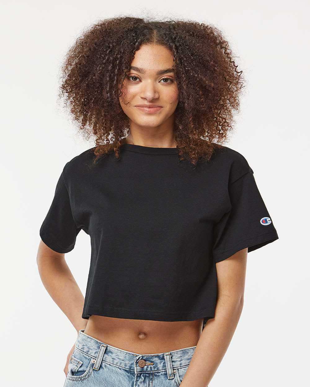Champion T453W Women&#39;s Heritage Jersey Cropped T-Shirt - Black - HIT a Double - 1