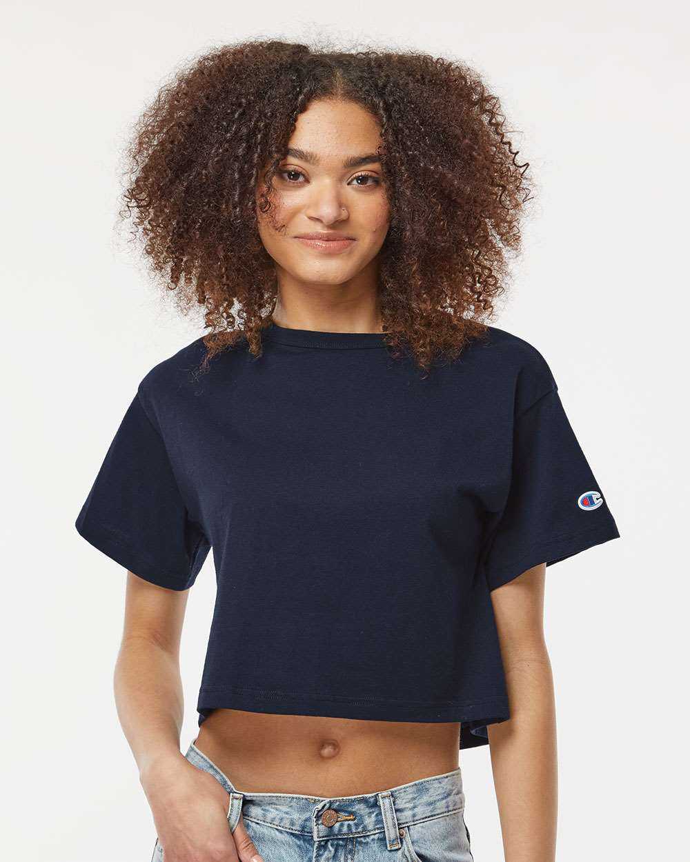 Champion T453W Women&#39;s Heritage Jersey Cropped T-Shirt - Navy - HIT a Double - 1